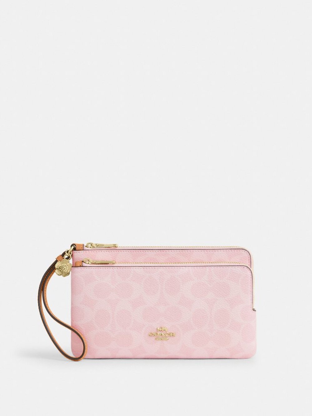Coach Outlet Double Zip Wristlet In Signature Canvas With Charms